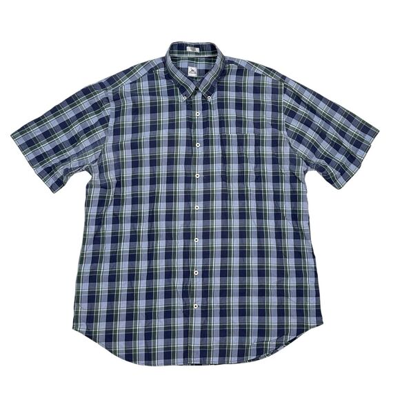 Peter Millar Shirt Men’s Size‎ XL Blue Green Plaid Short Sleeve Button Down - Picture 1 of 8